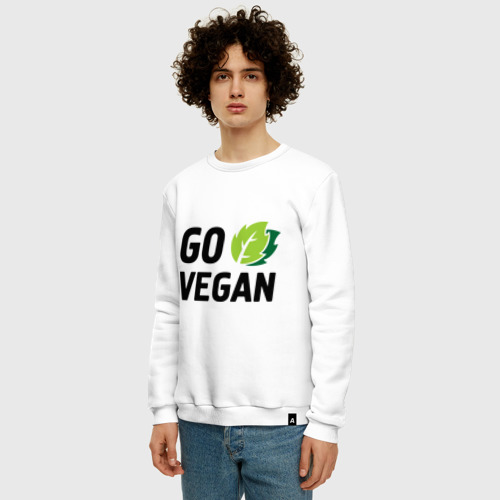 Мужской свитшот хлопок Go vegan, цвет белый - фото 3