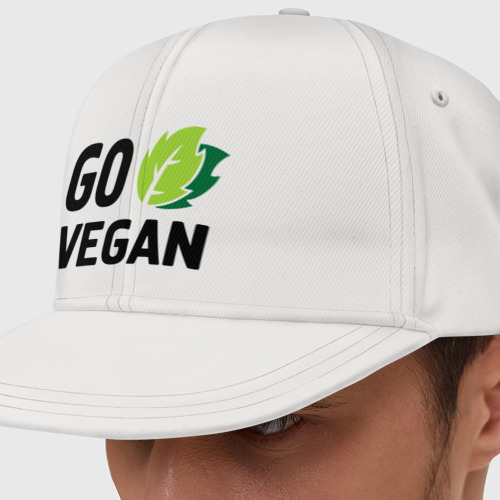Кепка снепбек с прямым козырьком Go vegan, цвет белый