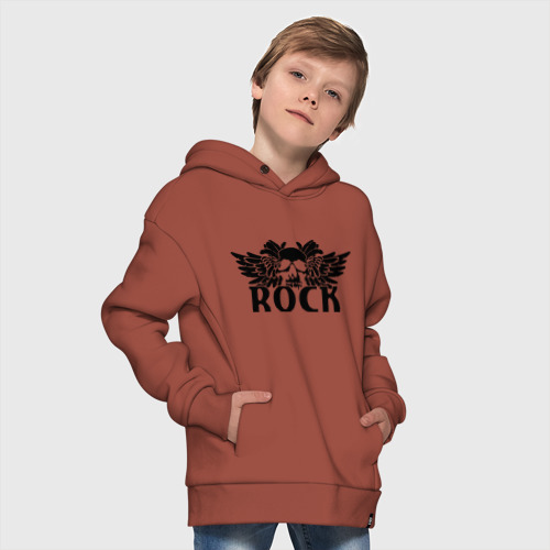 Детское худи Oversize хлопок Рок Rock, цвет кирпичный - фото 9