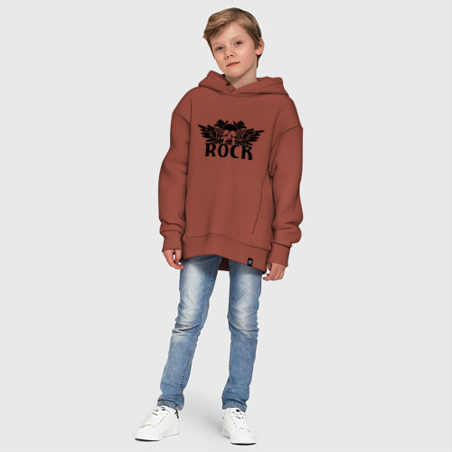 Детское худи Oversize хлопок Рок Rock, цвет кирпичный - фото 11