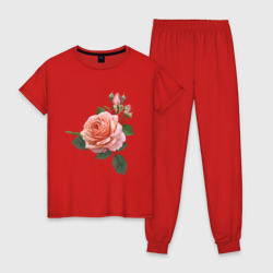 Женская пижама хлопок Розовая роза