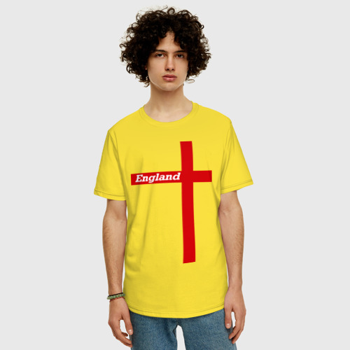 Мужская футболка хлопок Oversize Сборная Англии, цвет желтый - фото 3