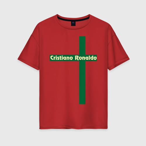 Женская футболка хлопок Oversize Cristiano Ronaldo, цвет красный