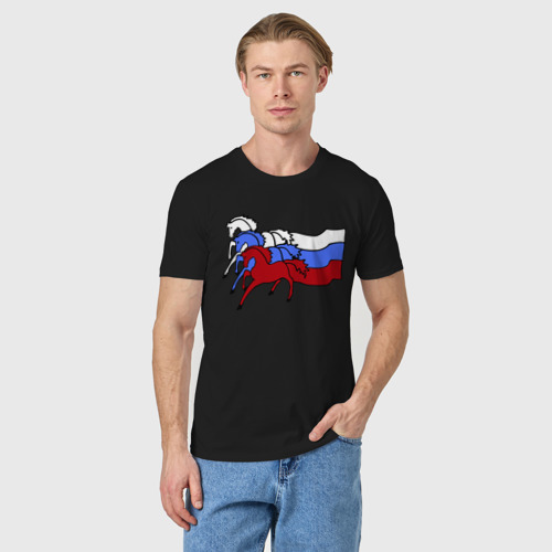 Мужская футболка хлопок Сильная Россия, цвет черный - фото 3