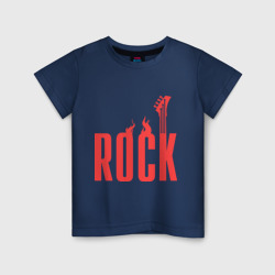 Детская футболка хлопок Rock пылающая надпись