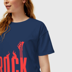 Женская футболка хлопок Oversize Rock пылающая надпись - фото 2