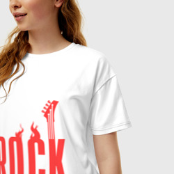 Женская футболка хлопок Oversize Rock пылающая надпись - фото 2