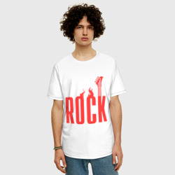 Мужская футболка хлопок Oversize Rock пылающая надпись - фото 2