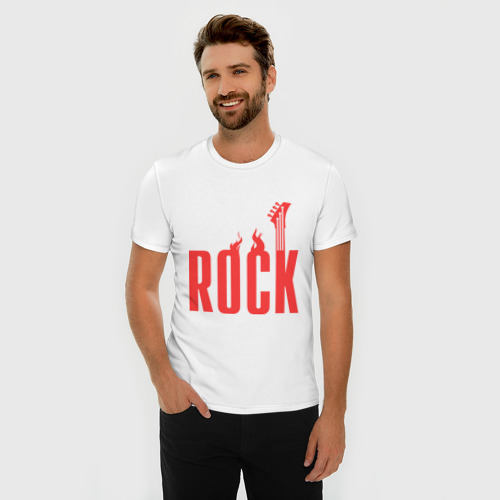Мужская футболка хлопок Slim Rock пылающая надпись, цвет белый - фото 3