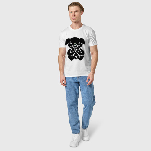Мужская футболка хлопок Медитирующая свинка, цвет белый - фото 5