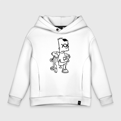 Детское худи Oversize хлопок Bart Simpsons zombie, цвет белый