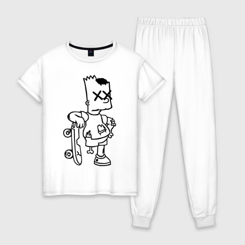 Женская пижама хлопок Bart Simpsons zombie, цвет белый