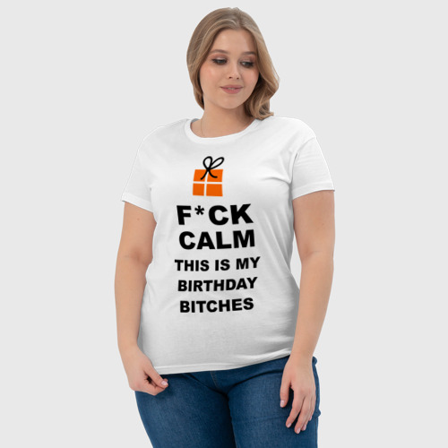 Женская футболка хлопок This is my birthday, цвет белый - фото 6