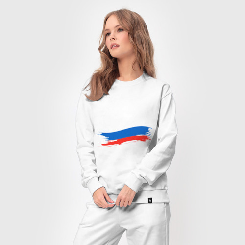 Женский костюм хлопок Российский флаг, цвет белый - фото 5