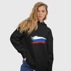 Женское худи Oversize хлопок Российский флаг - фото 2