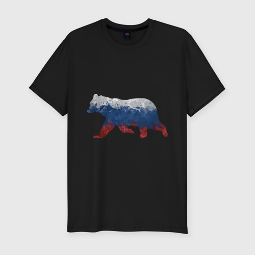 Мужская футболка хлопок Slim Русский медведь, цвет черный