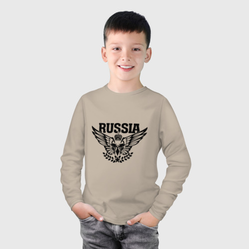 Детский лонгслив хлопок Russia, цвет миндальный - фото 3
