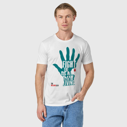 Мужская футболка хлопок Ходячие Мертвецы, цвет белый - фото 3