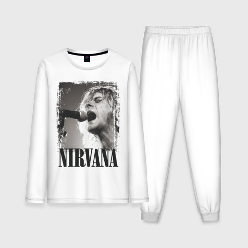 Мужская пижама с лонгсливом хлопок Nirvana, цвет белый