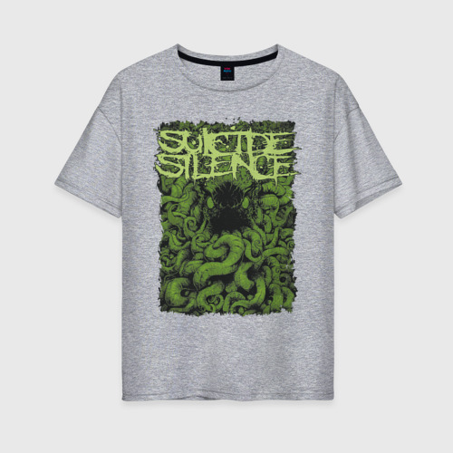 Женская футболка хлопок Oversize Suicide Silence, цвет меланж