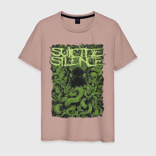 Мужская футболка хлопок Suicide Silence, цвет пыльно-розовый