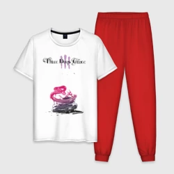 Мужская пижама с белой футболкой хлопок Three days grace