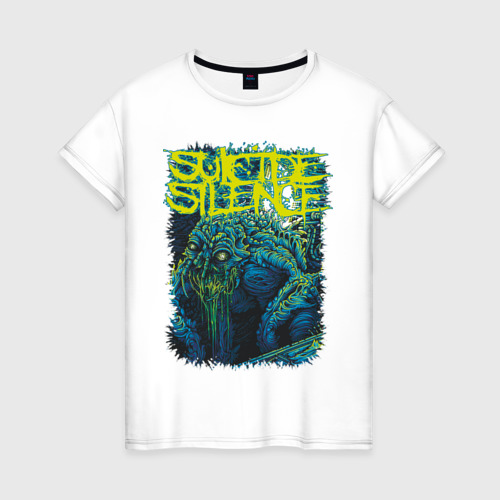 Женская футболка хлопок Suicide Silence, цвет белый
