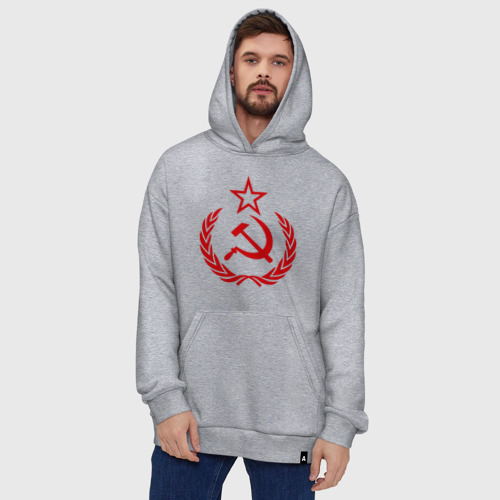 Худи SuperOversize хлопок СССР герб, цвет меланж - фото 5
