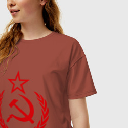 Женская футболка хлопок Oversize СССР герб - фото 2