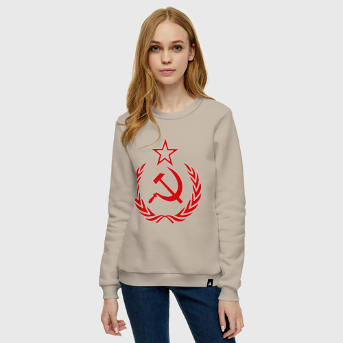 Женский свитшот хлопок СССР герб, цвет миндальный - фото 3