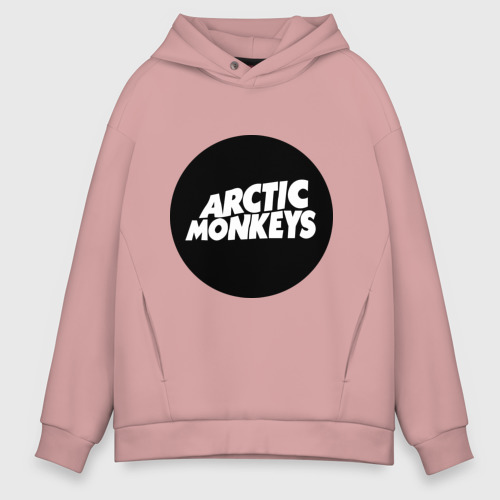 Мужское худи Oversize хлопок Arctic Monkeys Round, цвет пыльно-розовый