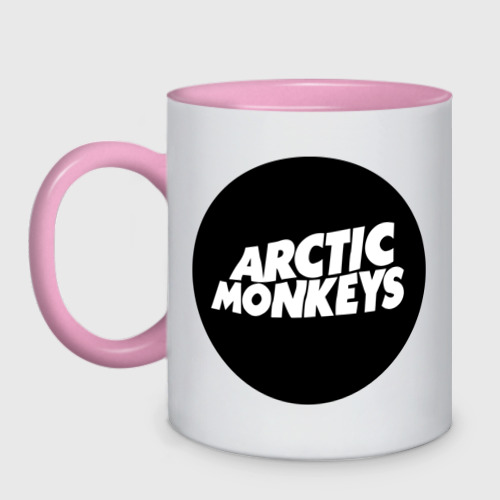 Кружка двухцветная Arctic Monkeys Round, цвет белый + розовый