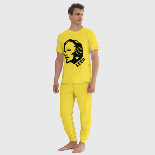 Мужская пижама хлопок с принтом Ленин музыка СССР, вид сбоку #3