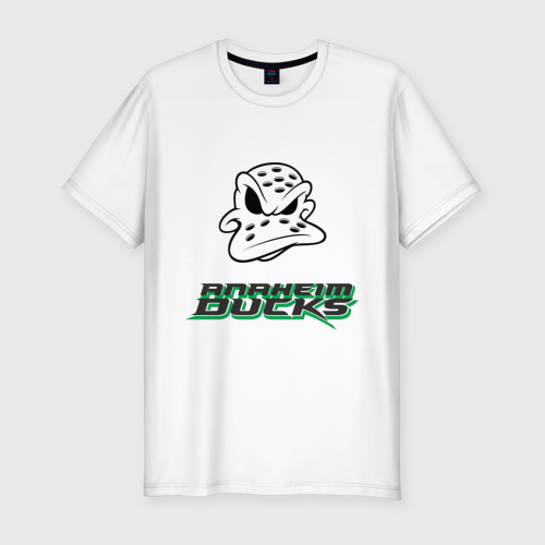 Мужская приталенная футболка из хлопка с принтом HC Anaheim Ducks Art, вид спереди №1