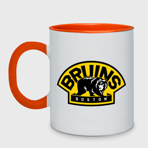 Кружка двухцветная HC Boston Bruins Label, цвет белый + оранжевый