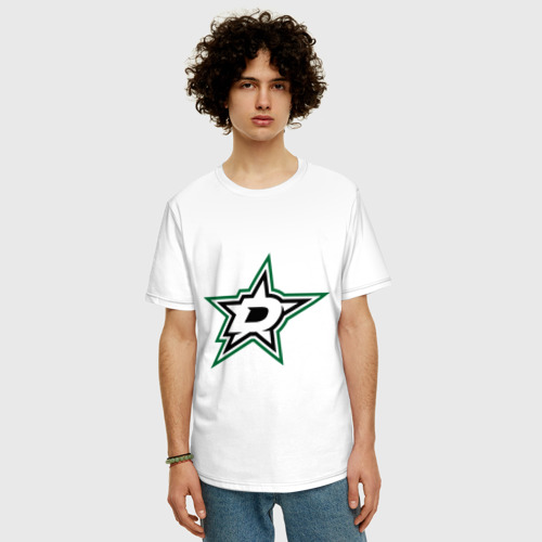 Мужская футболка хлопок Oversize с принтом HC Dallas Stars, фото на моделе #1