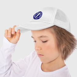 Кепка с принтом HC Tampa Bay Lightning для ребенка, вид на модели спереди №3. Цвет основы: белый