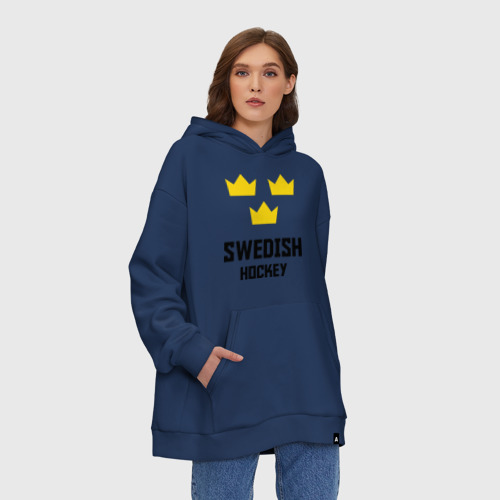 Худи SuperOversize хлопок Swedish Hockey, цвет темно-синий - фото 4