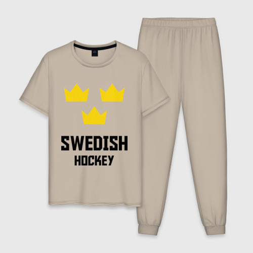 Мужская пижама хлопок Swedish Hockey, цвет миндальный