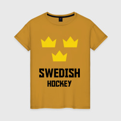 Женская футболка хлопок Swedish Hockey