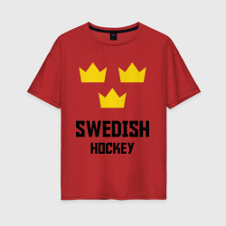 Женская футболка хлопок Oversize Swedish Hockey