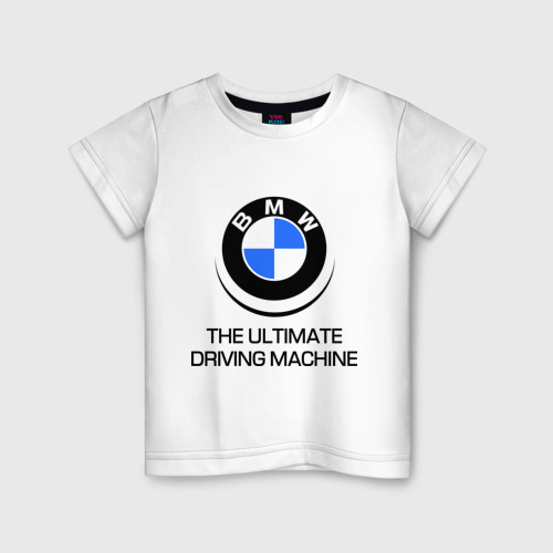 Детская футболка хлопок BMW Driving Machine, цвет белый