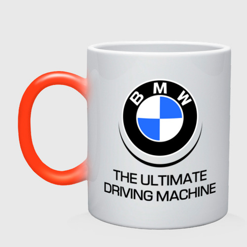 Кружка хамелеон BMW Driving Machine, цвет белый + красный