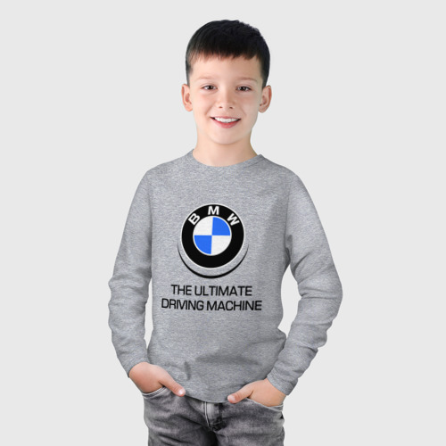 Детский лонгслив хлопок BMW Driving Machine, цвет меланж - фото 3