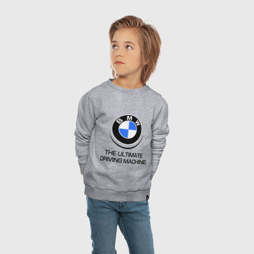 Детский свитшот хлопок BMW Driving Machine, цвет меланж - фото 5