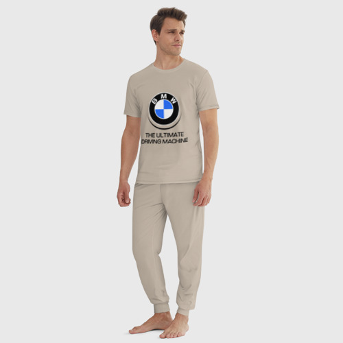 Мужская пижама хлопок BMW Driving Machine, цвет миндальный - фото 5