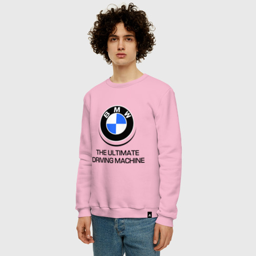 Мужской свитшот хлопок BMW Driving Machine, цвет светло-розовый - фото 3