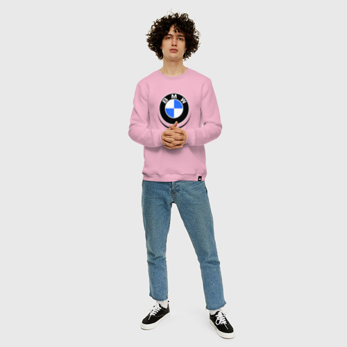 Мужской свитшот хлопок BMW Driving Machine, цвет светло-розовый - фото 5