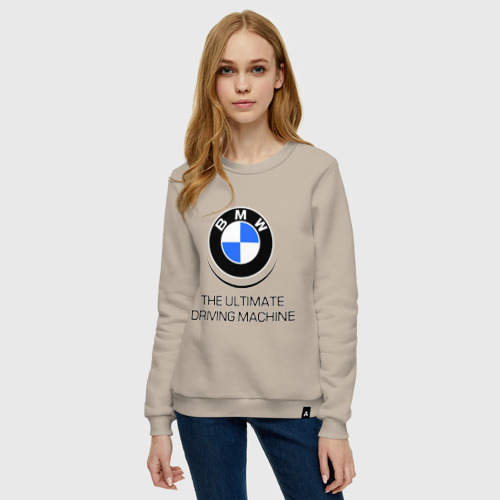 Женский свитшот хлопок BMW Driving Machine, цвет миндальный - фото 3