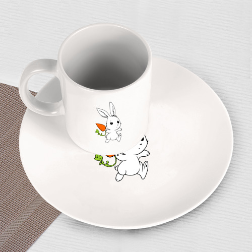 Набор: тарелка + кружка Зайка с морковкой - фото 3
